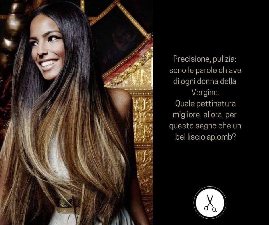 locandina con donna con capelli curati