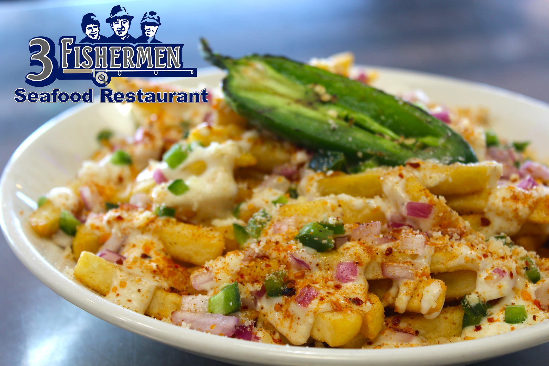 A plate of food from the 3 fisheries seafood restaurant