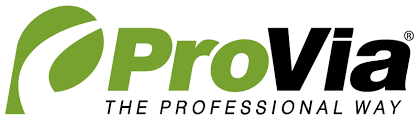 The provia logo is green and black and says the professional way.