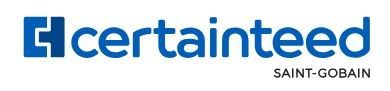 A blue and white logo for certainteed saint gobain