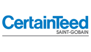 A blue and white logo for certainteed saint gobain