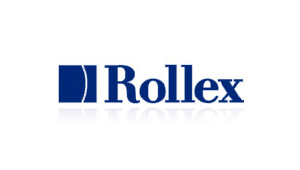 The rollex logo is blue and white on a white background.