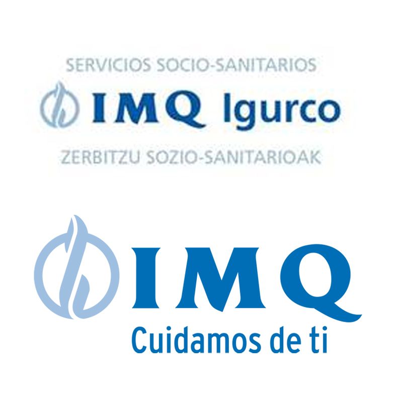 Logotipos de IMQ Igurco: La parte superior muestra texto en español y euskera. La parte inferior muestra el logotipo con la frase