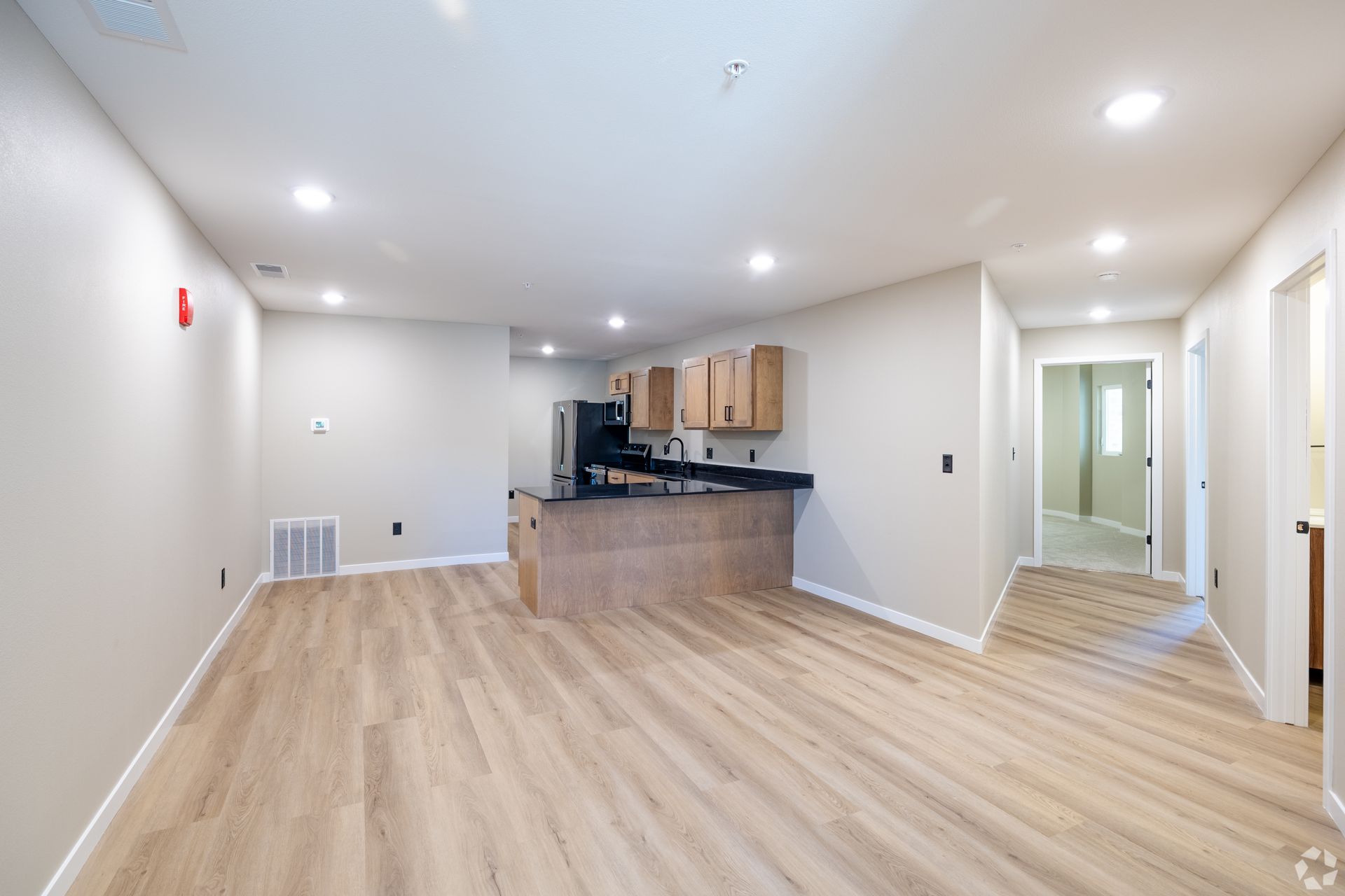 Living room and kitchen island