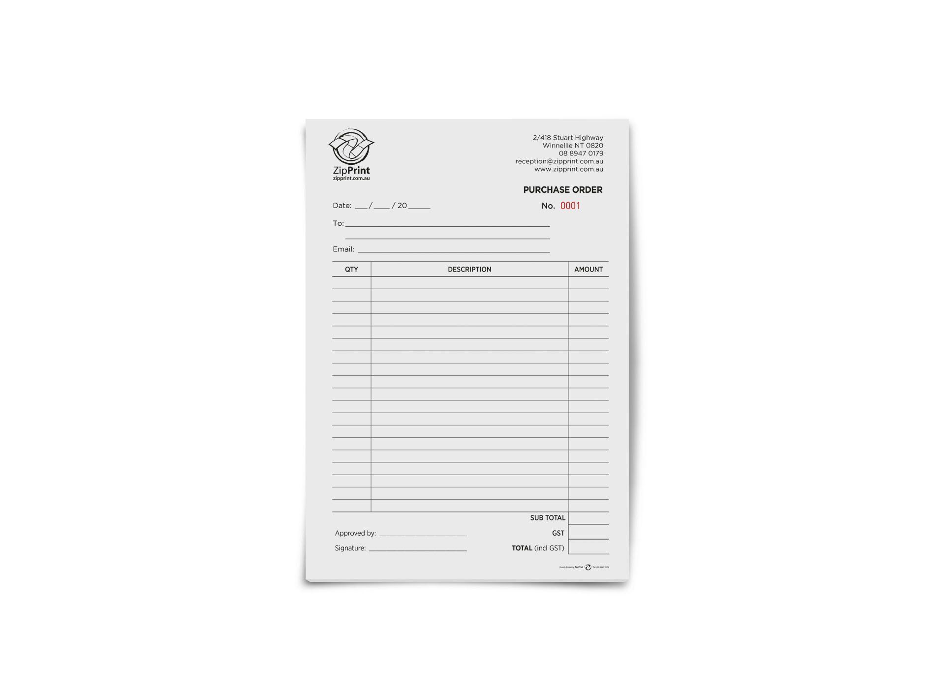 Purchase Order Books, Darwin NT