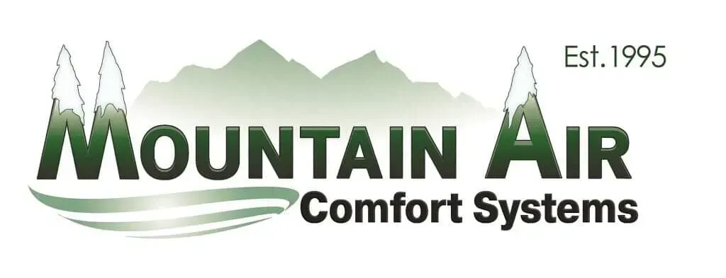 The logo for mountain air comfort systems shows a mountain and trees.