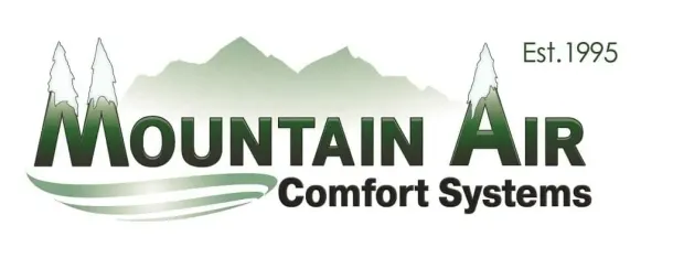 The logo for mountain air comfort systems shows a mountain and trees.