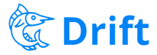 A blue logo with a fish and the word drift