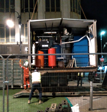 Visit the Gallery Plant being removed by crane from the roof of Debenhams
