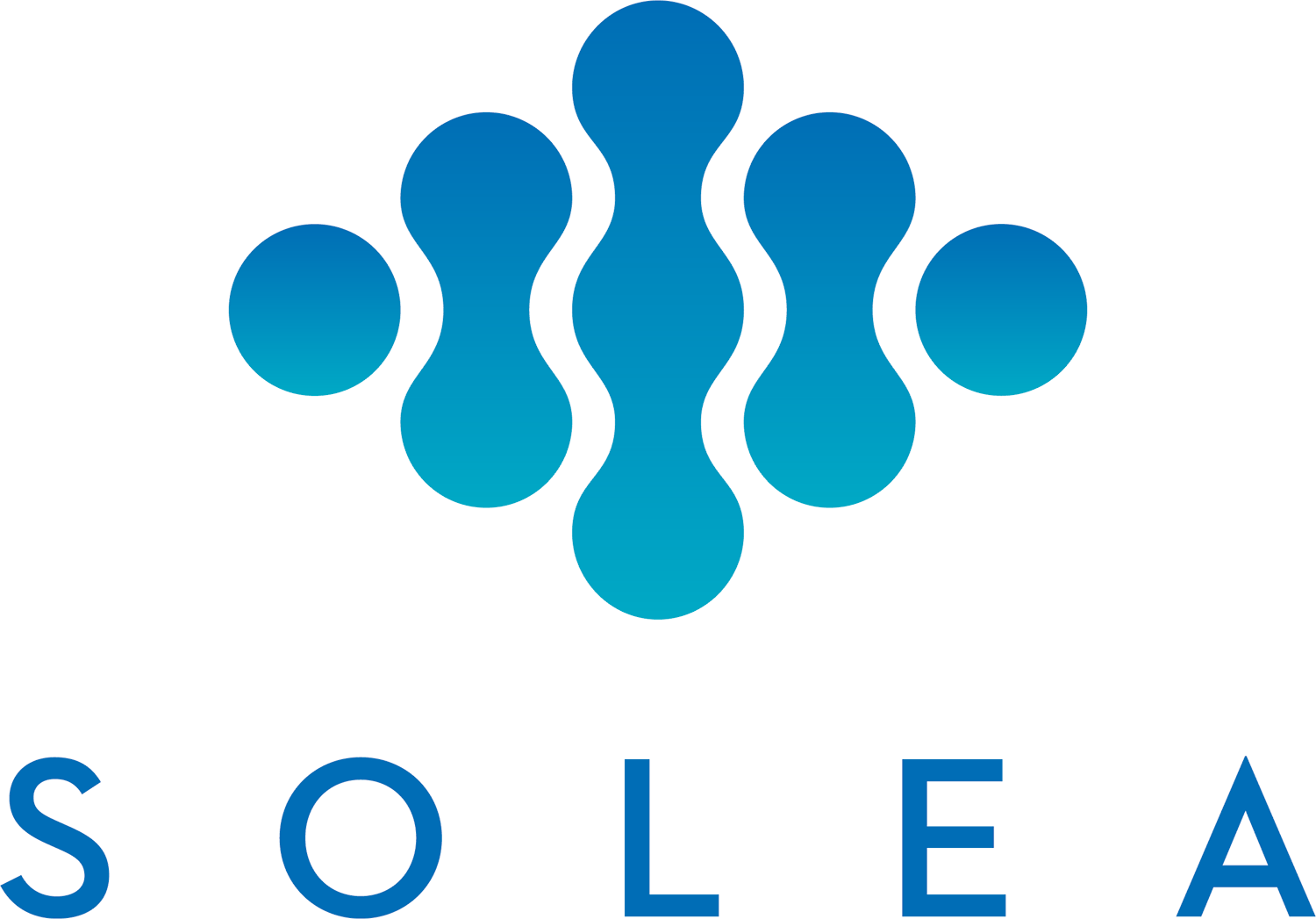 Logo with six blue color blocks, and text reading