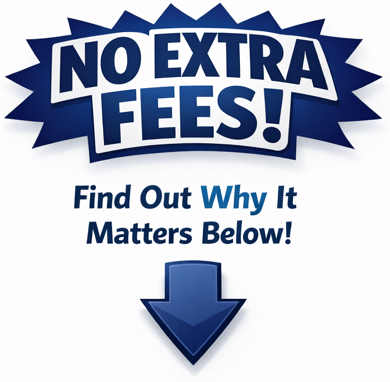 No extra fees. Fee comparison between Bluebird Property Management and a typical Boise property manager with leasing and renewal fees. Boise property management pricing comparison table showing no extra fees with Bluebird