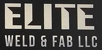 The logo for elite weld and fab llc is on a black background.