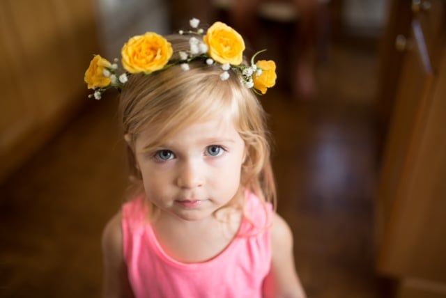 Little girl wearing flowers