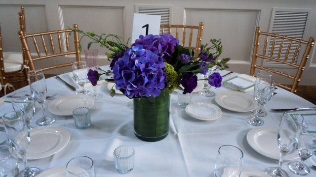 Purple Hydrangea with Green Celosia