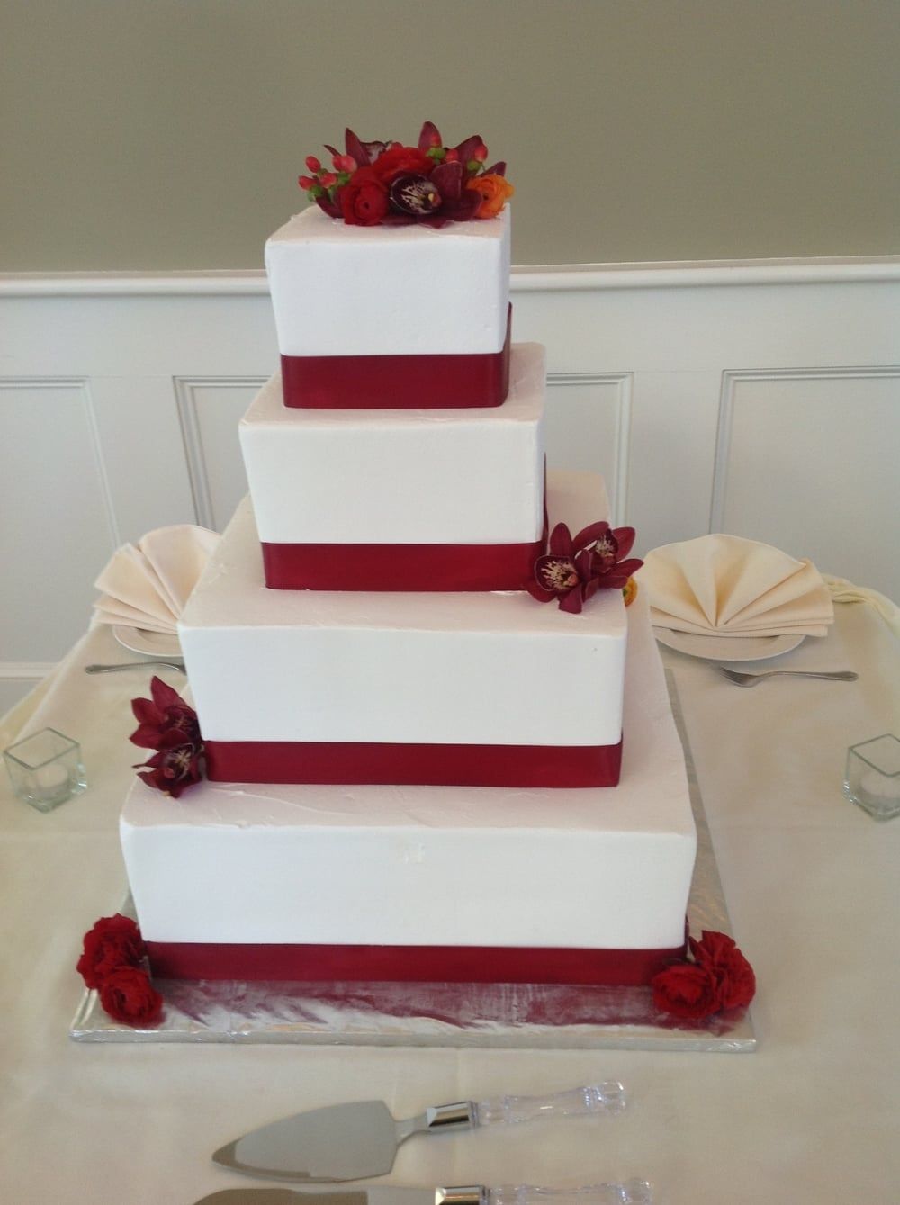 Square Floral Wedding Cake