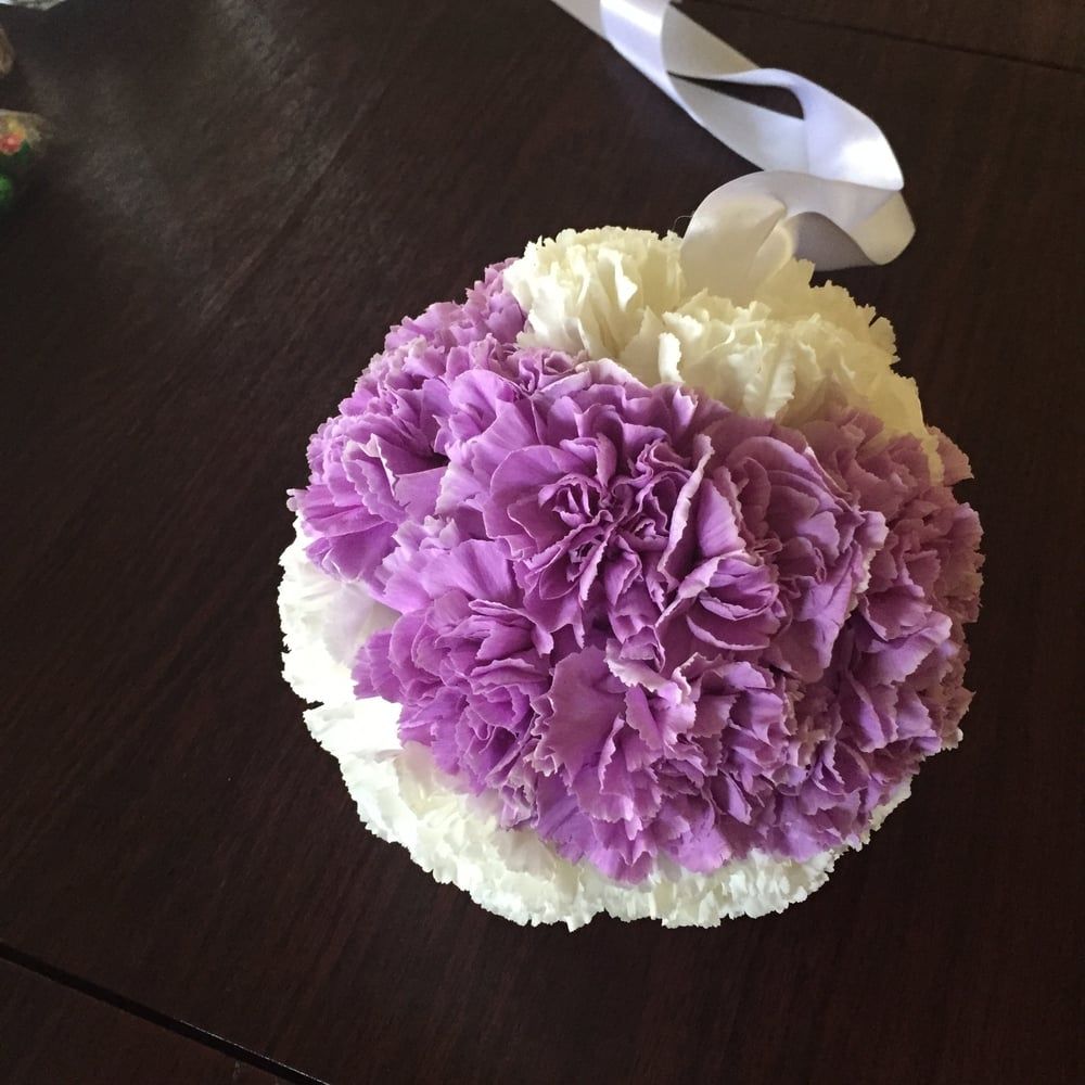 White and purple flower ball