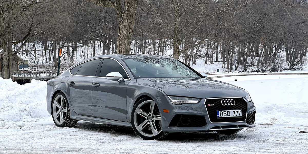 audi rs7 getting ready to test michelin pilot sport 4s tires in light snow