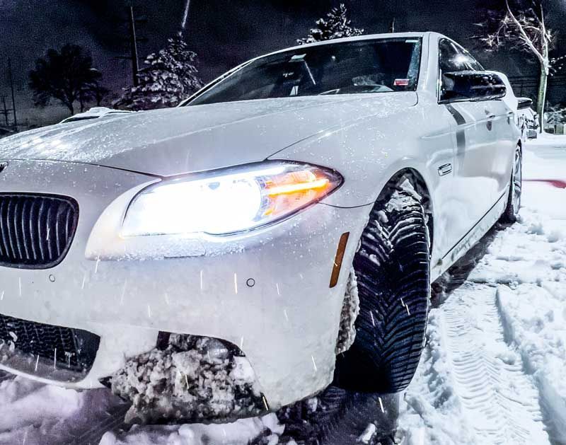 michelin crossclimate2 tires on bmw 535i xDrive in heavy snow testing