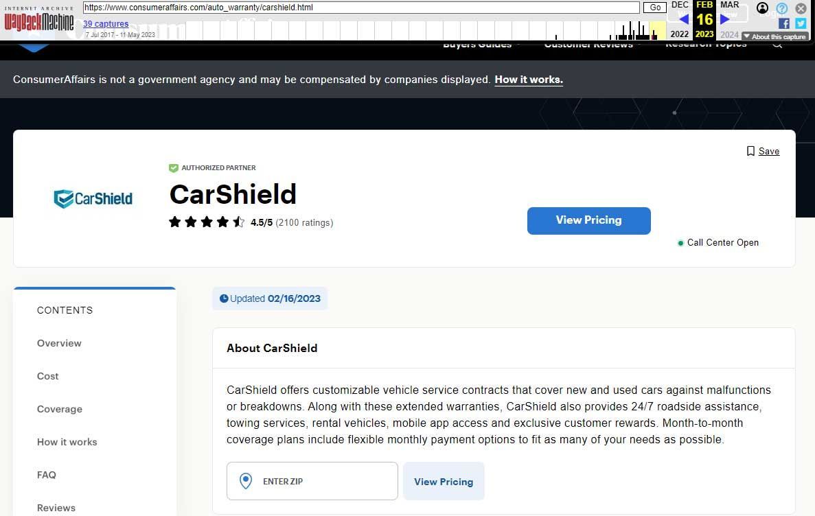 carshield reviews on consumer affairs