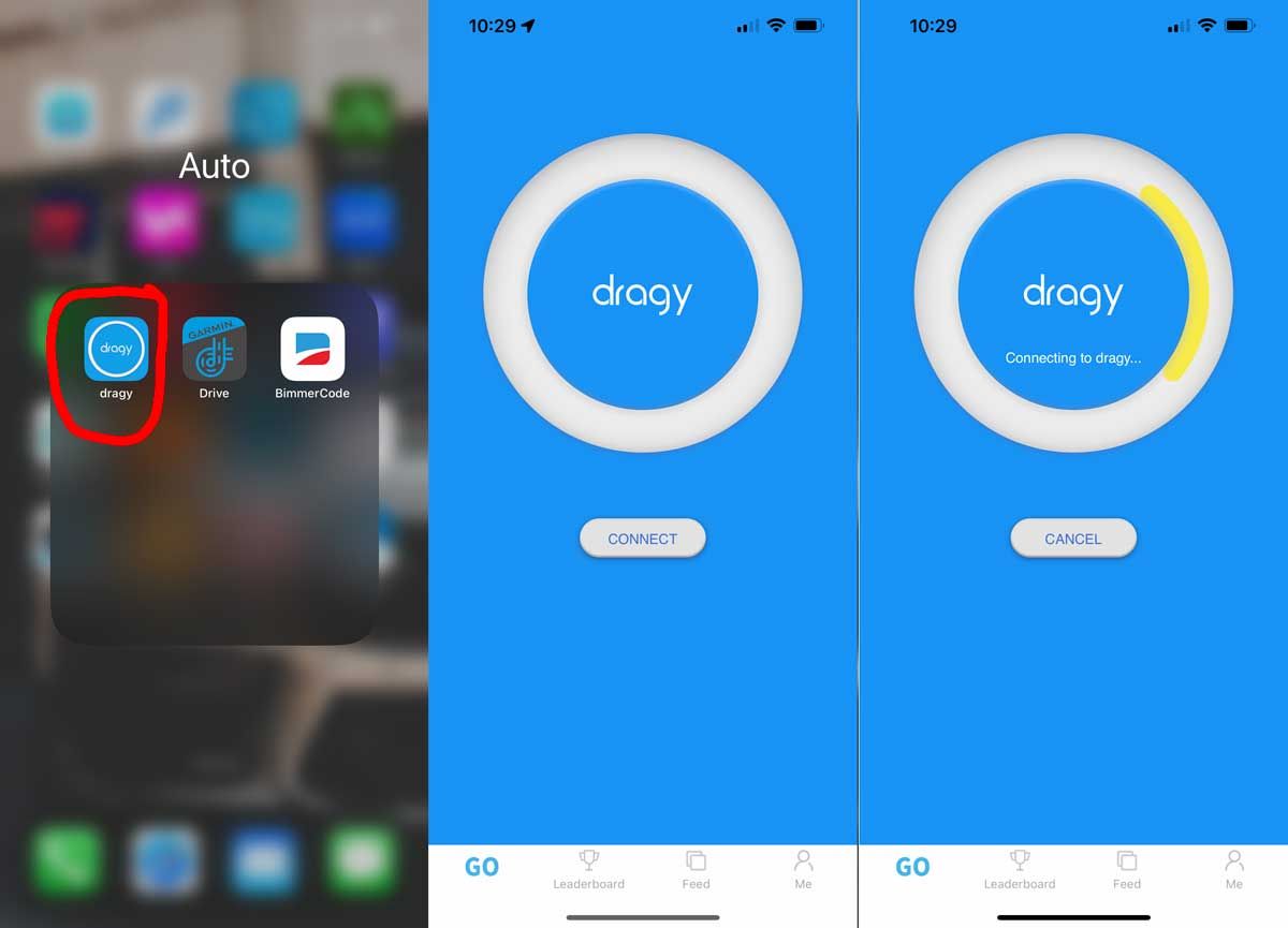 dragy app connecting to the device