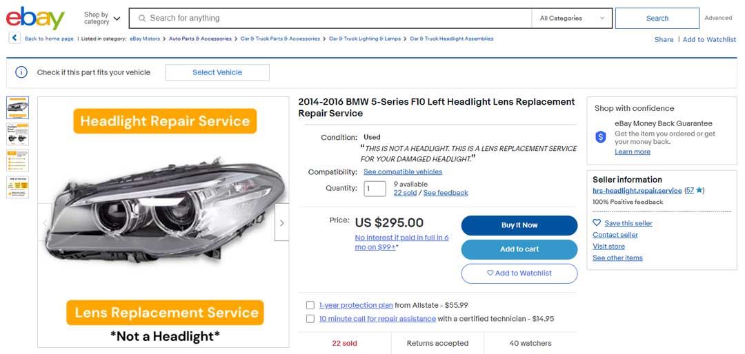 f10 bmw 5 series headlight repair service ebay