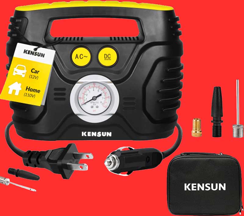 kensun portable air compressor tire inflator for car in home