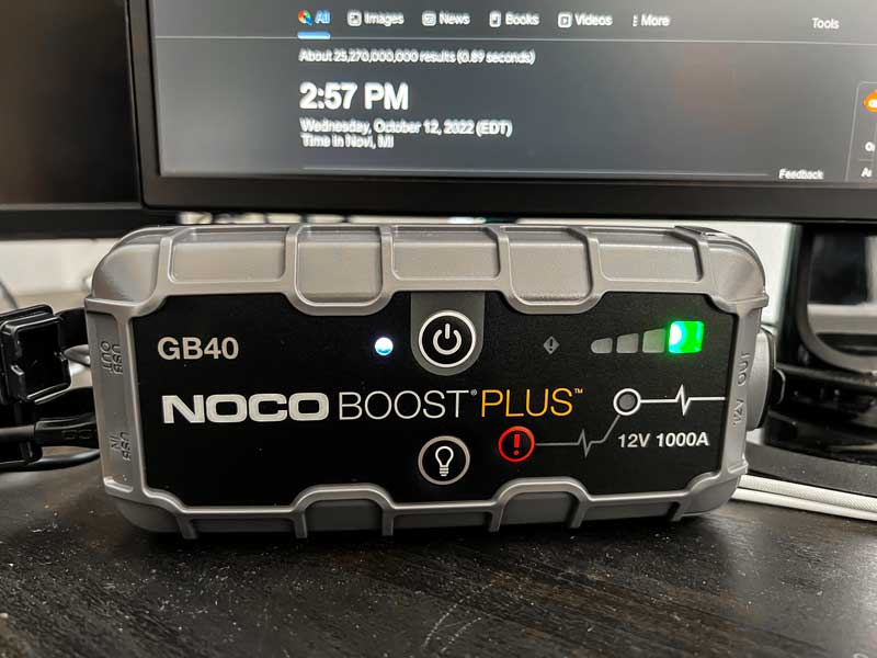 noco boost plus GB40 jump starter device fully charged