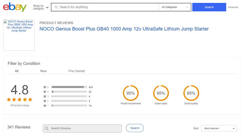 noco boost plus GB40 reviews on eBay