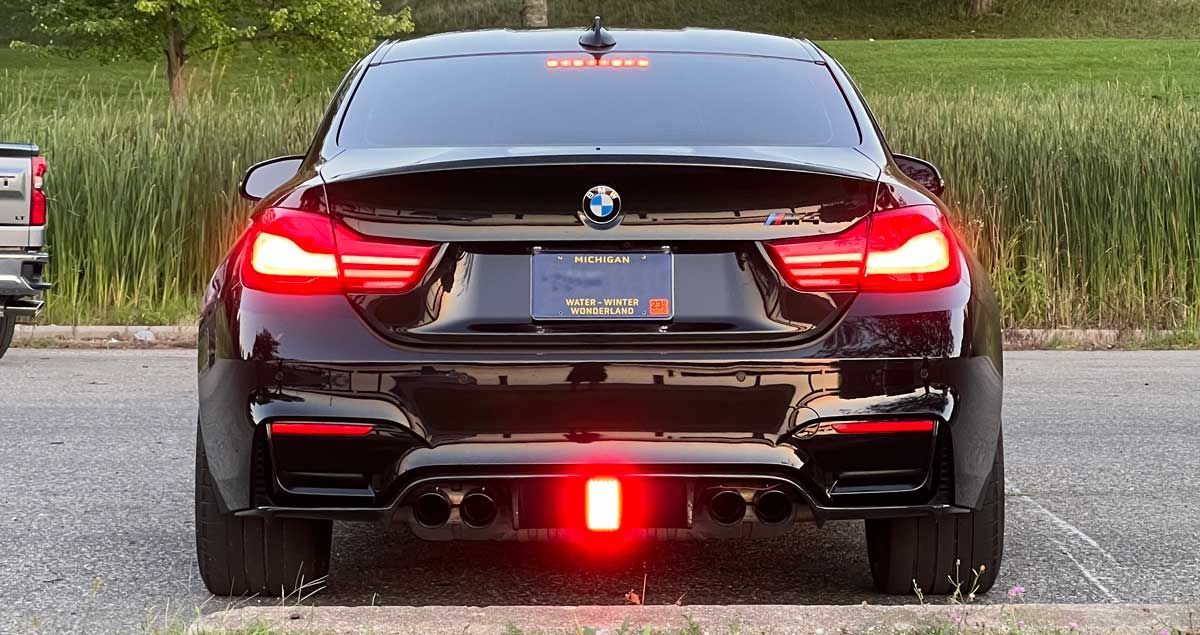 bmw m4 with rw carbon diffuser installed