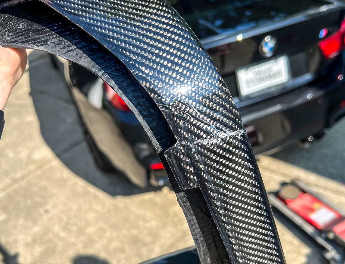 RW Carbon rear carbon fiber diffuser with cracking clearcoat