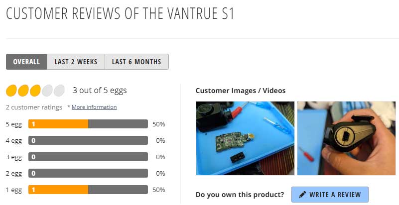 vantrue s1 reviews on newegg