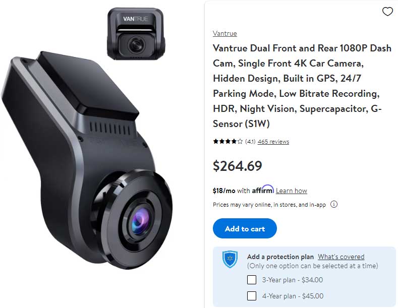 vantrue n4 dashcam reviews on walmart.com