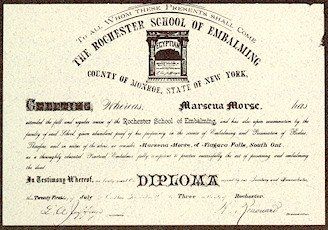 Rochester School Of Embalming Diploma
