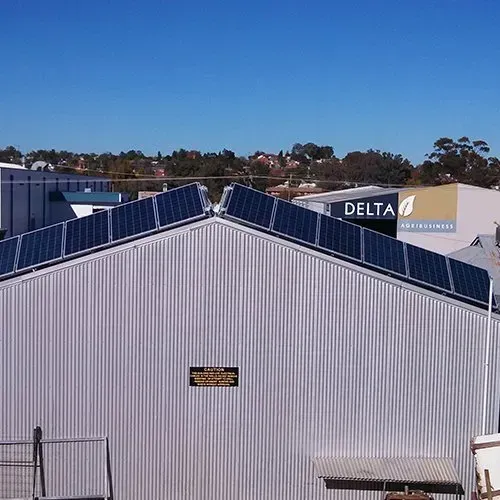 Solar panels on shed roof