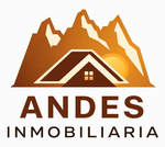 Logotipo de Andes Inmobiliaria con picos de montaña, silueta de casa y amanecer en marrón y naranja.