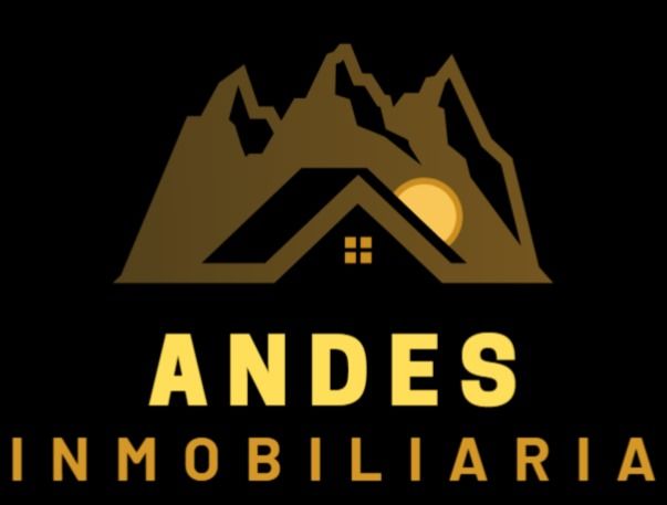Logotipo de Andes Inmobiliaria con icono de montaña y casa dorados sobre fondo negro