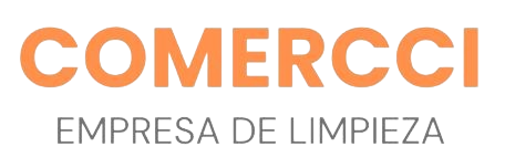 Un logo naranja y blanco para comercci empresa de limpieza.