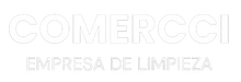 La palabra comercci está escrita en español sobre un fondo blanco.