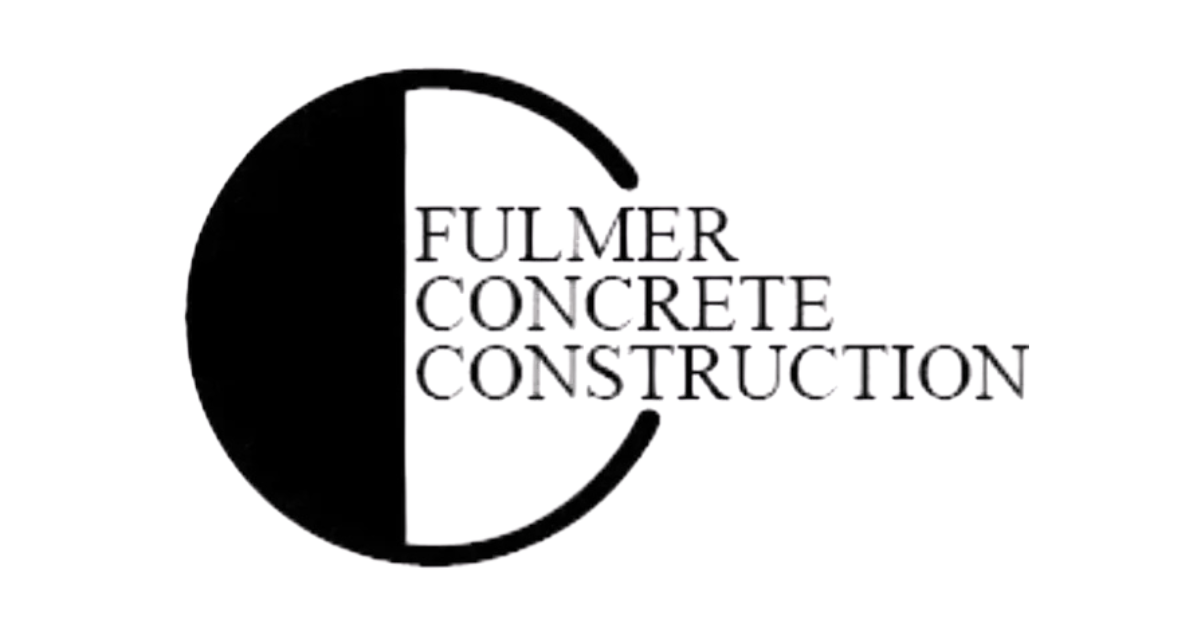 The logo for fulmer concrete construction is black and white.