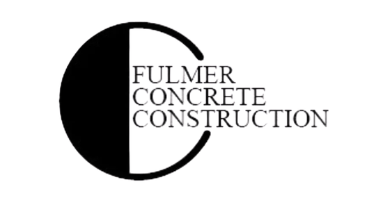 The logo for fulmer concrete construction is black and white.