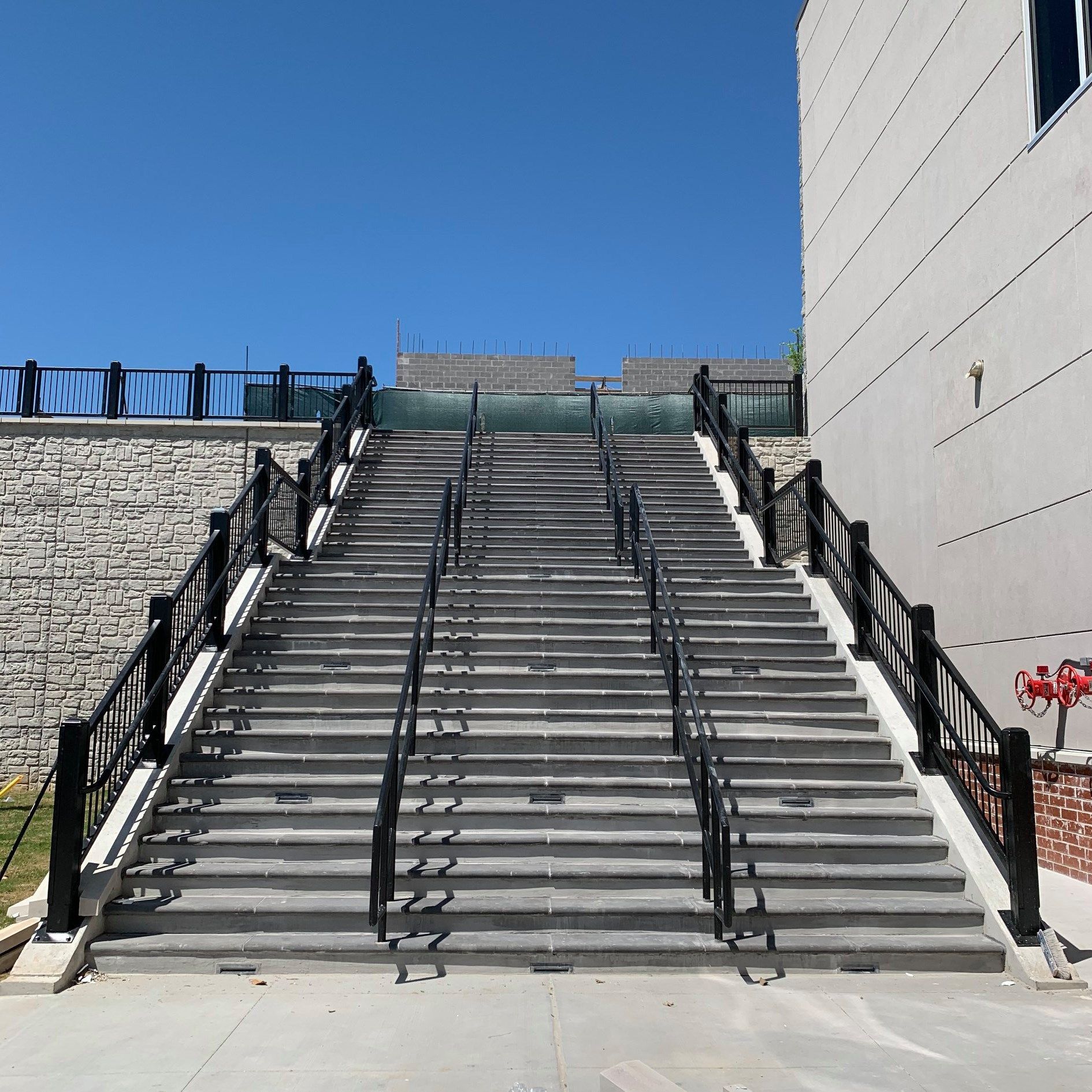 A set of stairs leading up to a building