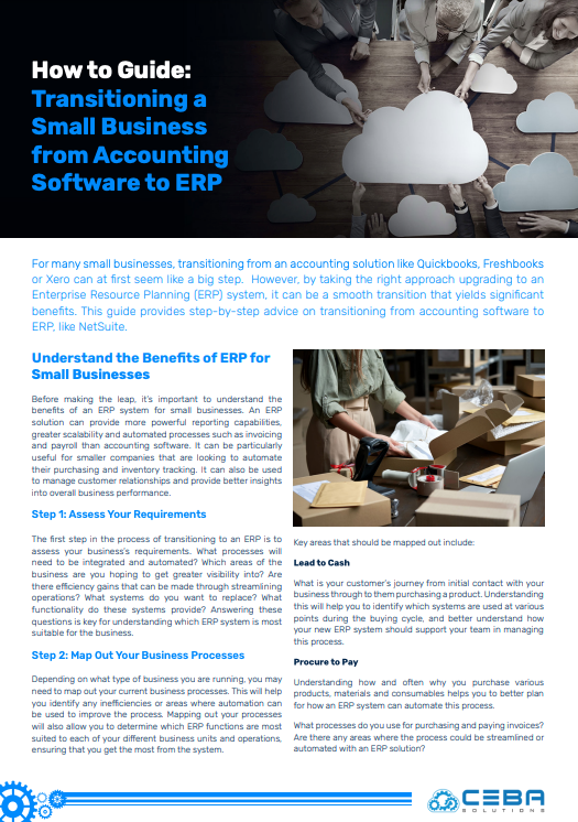 How to guide : transitioning a small business from accounting software to erp