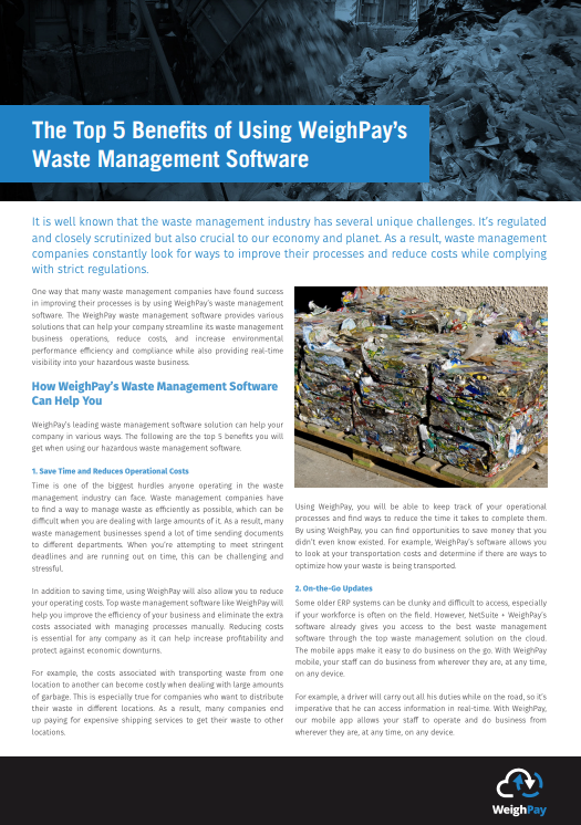 The top 5 benefits of using weightpay 's waste management software