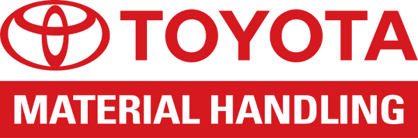 Logotipo de Toyota Material Handling con texto rojo sobre fondo rojo.