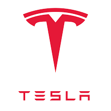 Logotipo rojo de Tesla con una 