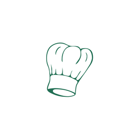 A drawing of a chef 's hat on a white background.