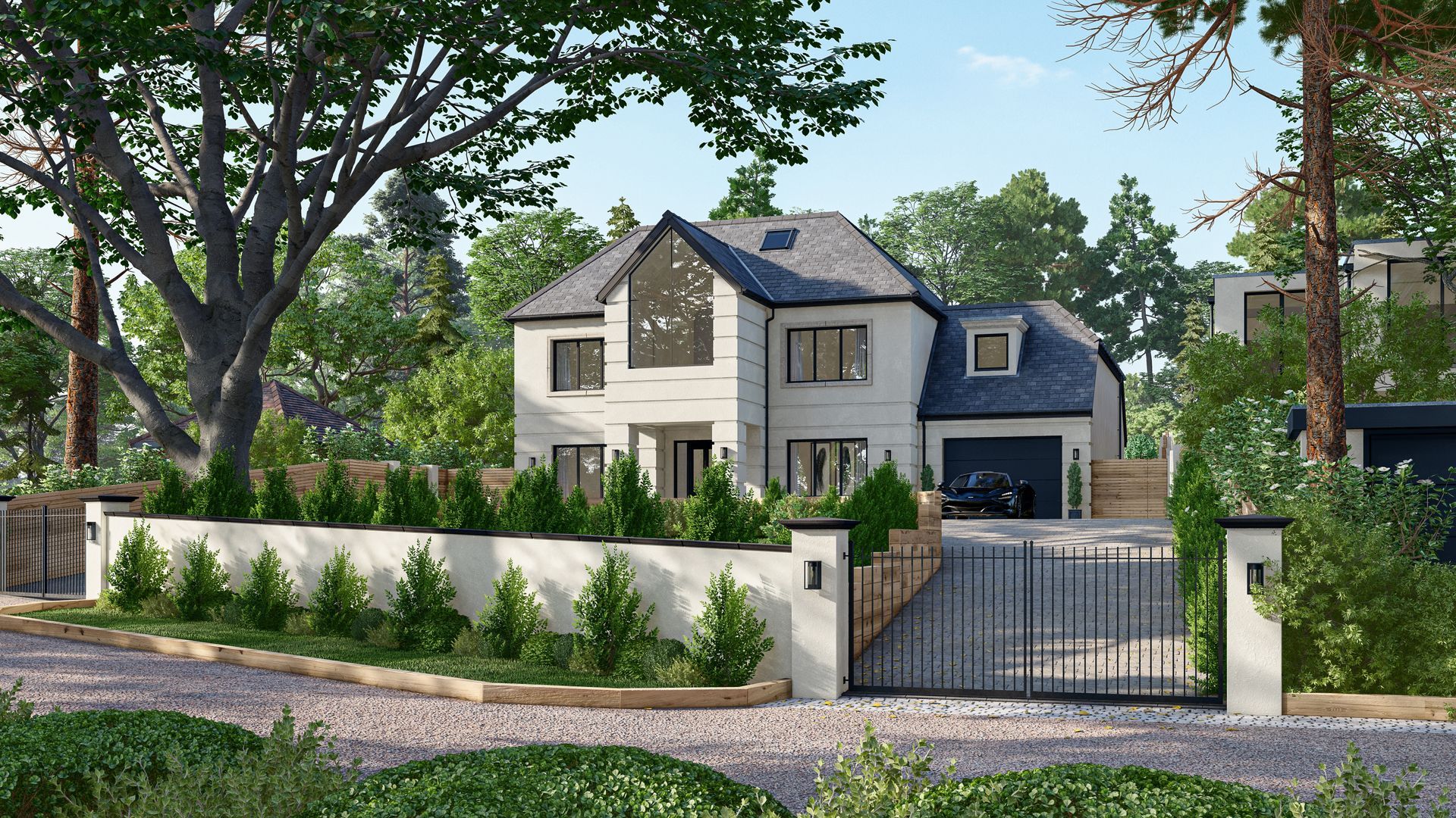 2 and a half story home with high specification. Private road. Luxury new build house. Surrey.