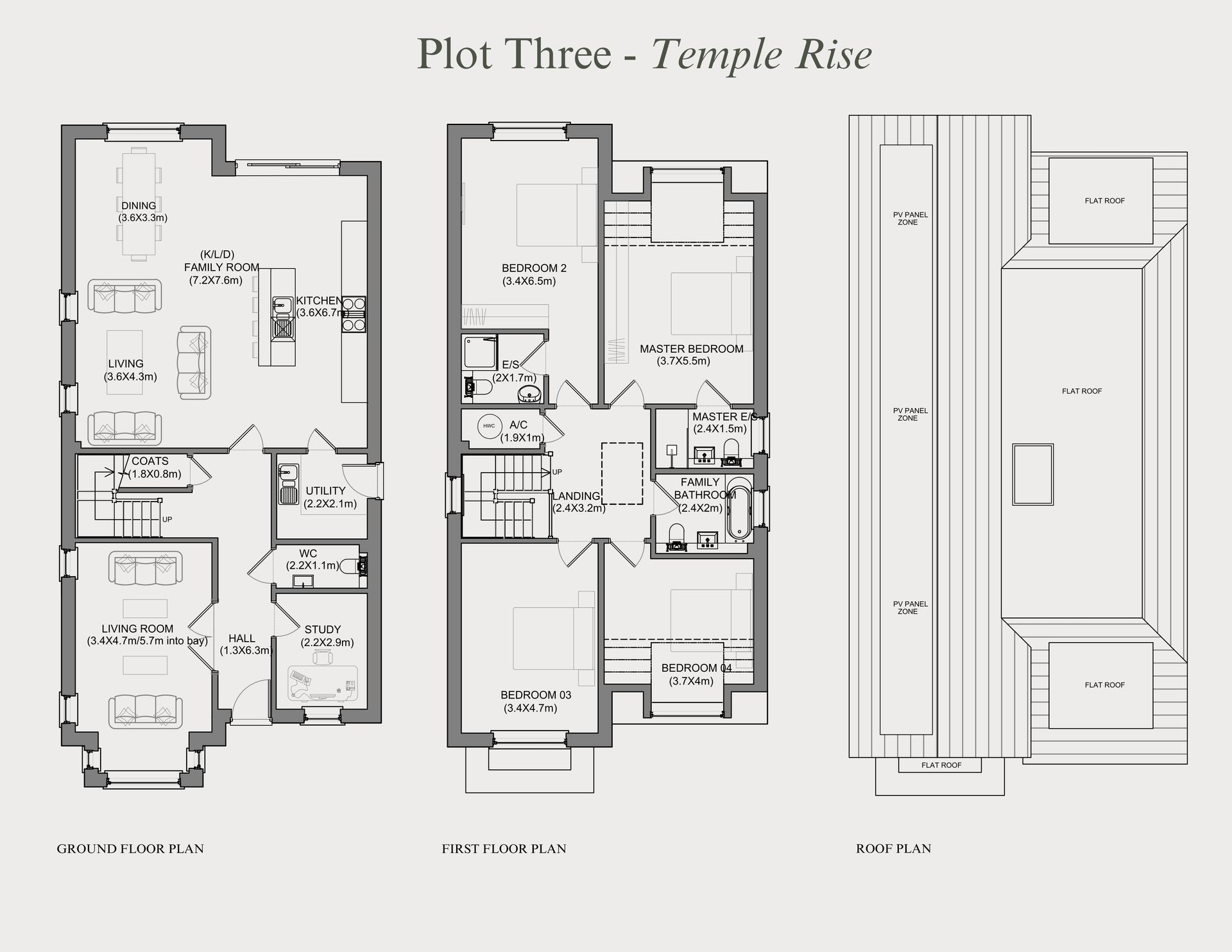 Floor plan showing ground floor and first floor layouts for a house in Temple Rise, with a street view on the right.