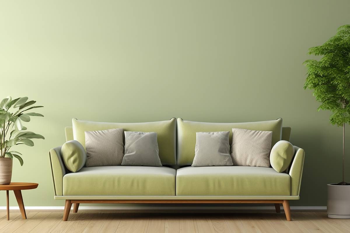 A sage green living room with accompanying furniture near Holland, Ohio (OH)