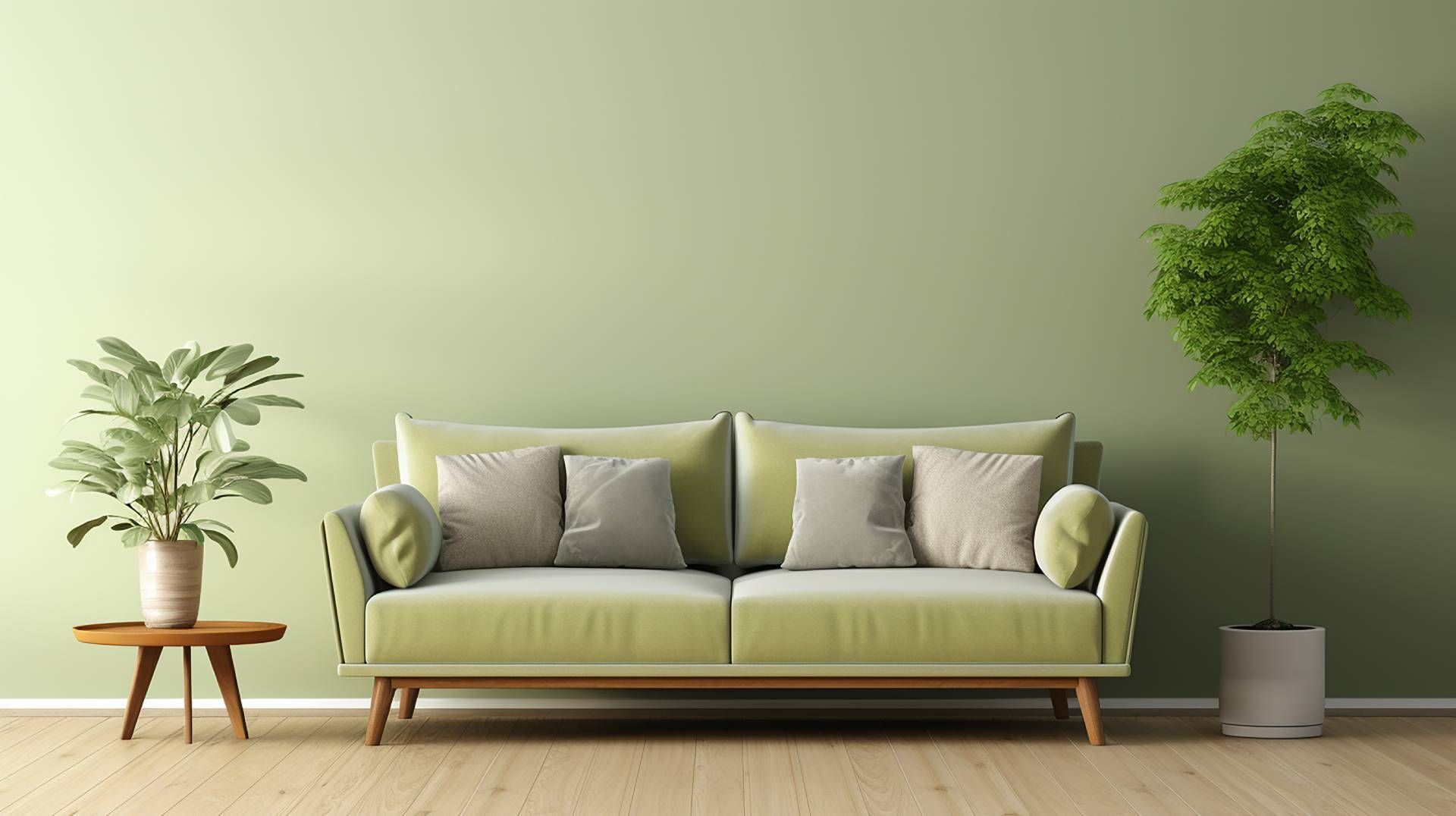 A sage green living room with accompanying furniture near Holland, Ohio (OH)